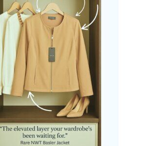 Basler Tan Casual Cotton-Poly Blend Jacket NWT Euro Sz 48 US 14-16 Rare Find!